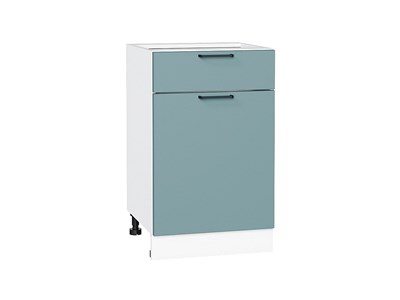 Шкаф нижний с 1-ой дверцей и ящиком Флэт Белый, Grey-green In 2S, 500 В*Ш*Г 816*500*478, фасад ЛДСП  Grey-green In 2S, корпус  Белый ms2510VVT_56934