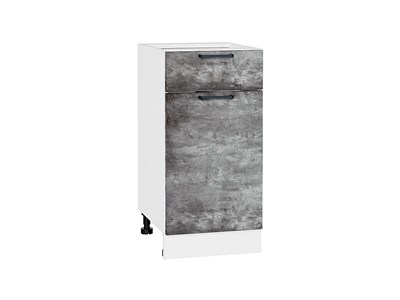 Шкаф нижний с 1-ой дверцей и ящиком Флэт Белый, Temple Stone 2S, 400 В*Ш*Г 816*400*478, фасад ЛДСП  Temple Stone 2S, корпус  Белый ms2510VVT_52687