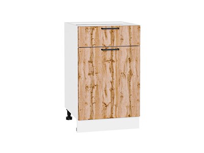 Шкаф нижний с 1-ой дверцей и ящиком Флэт Белый, Wotan Oak 2S, 500 В*Ш*Г 816*500*478, фасад ЛДСП  Wotan Oak 2S, корпус  Белый ms2510VVT_52682