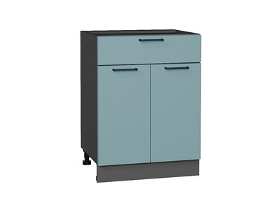 Шкаф нижний с 2-мя дверцами и ящиком Флэт Graphite, Grey-green In 2S, 600 В*Ш*Г 816*600*478, фасад ЛДСП  Grey-green In 2S, корпус  Graphite ms2510VVT_56952