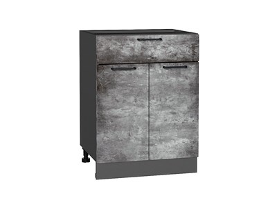 Шкаф нижний с 2-мя дверцами и ящиком Флэт Graphite, Temple Stone 2S, 600 В*Ш*Г 816*600*478, фасад ЛДСП  Temple Stone 2S, корпус  Graphite ms2510VVT_52719