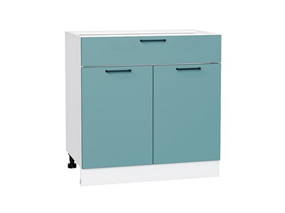 Шкаф нижний с 2-мя дверцами и ящиком Флэт Белый, Grey-green In 2S, 800 В*Ш*Г 816*800*478, фасад ЛДСП  Grey-green In 2S, корпус  Белый ms2510VVT_56951