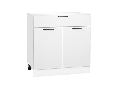 Шкаф нижний с 2-мя дверцами и ящиком Флэт Белый, White In 2S, 800 В*Ш*Г 816*800*478, фасад ЛДСП  White In 2S, корпус  Белый ms2510VVT_56590
