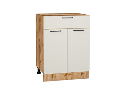 Шкаф нижний с 2-мя дверцами и ящиком Флэт Дуб Вотан, Cashmere In 2S, 600 В*Ш*Г 816*600*478, фасад ЛДСП  Cashmere In 2S, корпус  Дуб Вотан ms2510VVT_62556