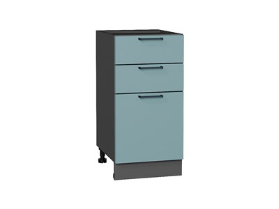 Шкаф нижний с 3-мя ящиками Флэт Graphite, Grey-green In 2S, 400 В*Ш*Г 816*400*478, фасад ЛДСП  Grey-green In 2S, корпус  Graphite ms2510VVT_56968