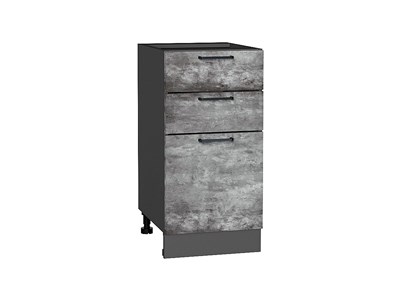 Шкаф нижний с 3-мя ящиками Флэт Graphite, Temple Stone 2S, 400 В*Ш*Г 816*400*478, фасад ЛДСП  Temple Stone 2S, корпус  Graphite ms2510VVT_52744