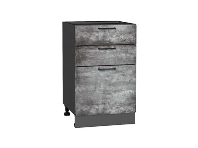 Шкаф нижний с 3-мя ящиками Флэт Graphite, Temple Stone 2S, 500 В*Ш*Г 816*500*478, фасад ЛДСП  Temple Stone 2S, корпус  Graphite ms2510VVT_52745