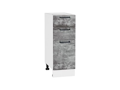 Шкаф нижний с 3-мя ящиками Флэт Белый, Temple Stone 2S, 300 В*Ш*Г 816*300*478, фасад ЛДСП  Temple Stone 2S, корпус  Белый ms2510VVT_52738