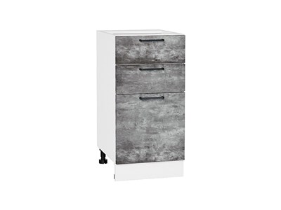 Шкаф нижний с 3-мя ящиками Флэт Белый, Temple Stone 2S, 400 В*Ш*Г 816*400*478, фасад ЛДСП  Temple Stone 2S, корпус  Белый ms2510VVT_52739