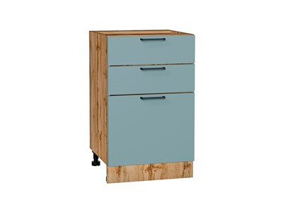 Шкаф нижний с 3-мя ящиками Флэт Дуб Вотан, Grey-green In 2S, 500 В*Ш*Г 816*500*478, фасад ЛДСП  Grey-green In 2S, корпус  Дуб Вотан ms2510VVT_62588