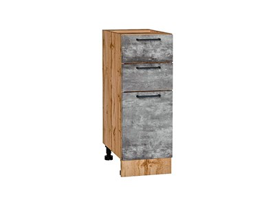 Шкаф нижний с 3-мя ящиками Флэт Дуб Вотан, Temple Stone 2S, 300 В*Ш*Г 816*300*478, фасад ЛДСП  Temple Stone 2S, корпус  Дуб Вотан ms2510VVT_62578