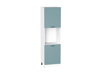 Шкаф пенал с 2-мя дверцами под технику Флэт Белый, Grey-green In 2S, 2140 В*Ш*Г 2132*600*574, фасад ЛДСП  Grey-green In 2S, корпус  Белый ms2510VVT_56976