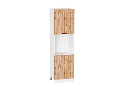 Шкаф пенал с 2-мя дверцами под технику Флэт Белый, Wotan Oak 2S, 2140 В*Ш*Г 2132*600*574, фасад ЛДСП  Wotan Oak 2S, корпус  Белый ms2510VVT_52764