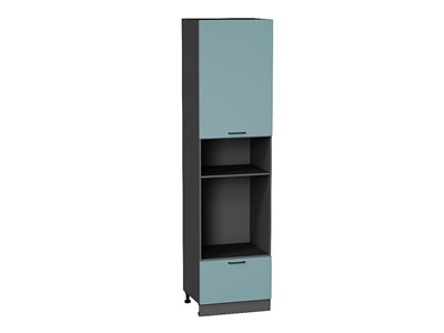 Шкаф пенал с 1-ой дверцей и ящиком под технику Флэт Graphite, Grey-green In 2S, 2340 В*Ш*Г 2336*600*574, фасад ЛДСП  Grey-green In 2S, корпус  Graphite ms2510VVT_56975