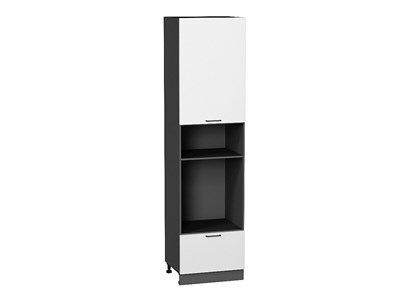 Шкаф пенал с 1-ой дверцей и ящиком под технику Флэт Graphite, White In 2S, 2340 В*Ш*Г 2336*600*574, фасад ЛДСП  White In 2S, корпус  Graphite ms2510VVT_55723
