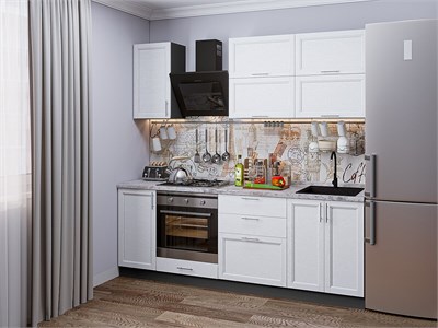Кухонный гарнитур модульный Сканди-01 В*Ш*Г 2140*2200*600, фасад МДФ  White Softwood, корпус  Graphite, столешница  Снежный мрамор ms2510VVT_56333