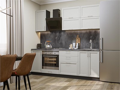 Кухонный гарнитур модульный Сканди-01 В*Ш*Г 2140*2200*600, фасад МДФ  Cappuccino Softwood, корпус  Graphite, столешница  Черный детройт ms2510VVT_24122