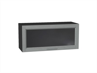 Шкаф верхний горизонтальный остекленный Сканди Graphite, Grey Softwood, 800 В*Ш*Г 358*800*320, фасад МДФ/Стекло  Grey Softwood, корпус  Graphite ms2510VVT_41292
