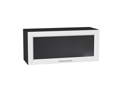 Шкаф верхний горизонтальный остекленный Сканди Graphite, White Softwood, 800 В*Ш*Г 358*800*320, фасад МДФ/Стекло  White Softwood, корпус  Graphite ms2510VVT_56142