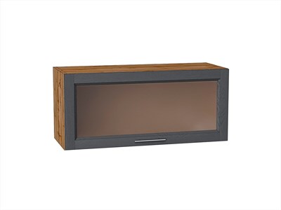 Шкаф верхний горизонтальный остекленный Сканди Дуб Вотан, Graphite Softwood, 800 В*Ш*Г 358*800*320, фасад МДФ/Стекло  Graphite Softwood, корпус  Дуб Вотан ms2510VVT_62852