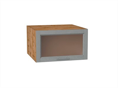 Шкаф верхний горизонтальный остекленный глубокий Сканди Дуб Вотан, Grey Softwood, 600 В*Ш*Г 358*600*576, фасад МДФ/Стекло  Grey Softwood, корпус  Дуб Вотан ms2510VVT_62833