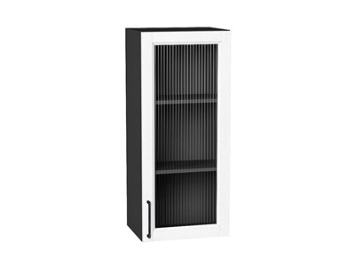 Шкаф верхний с 1-ой остекленной дверцей Сканди Graphite, White Silkwood, 920, 400 В*Ш*Г 920*400*320, фасад МДФ/Стекло  White Silkwood, корпус  Graphite ms2510VVT_70244