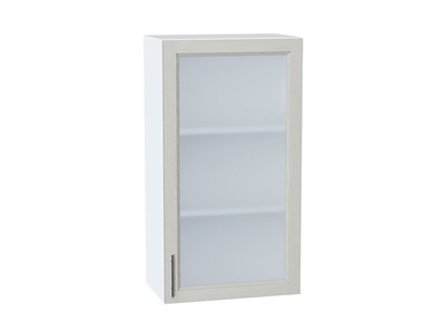 Шкаф верхний с 1-ой остекленной дверцей Сканди Белый, Cappuccino Softwood, 920, 500 В*Ш*Г 920*500*320, фасад МДФ/Стекло  Cappuccino Softwood, корпус  Белый ms2510VVT_41492