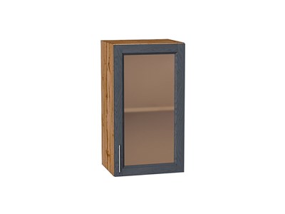 Шкаф верхний с 1-ой остекленной дверцей Сканди Дуб Вотан, Graphite Softwood, 720, 400 В*Ш*Г 716*400*320, фасад МДФ/Стекло  Graphite Softwood, корпус  Дуб Вотан ms2510VVT_62929