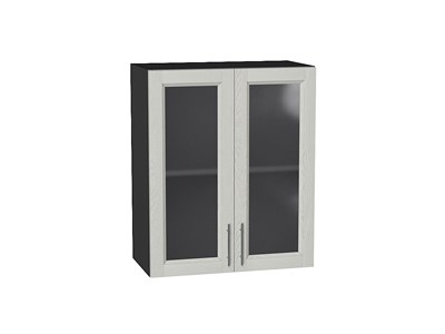 Шкаф верхний с 2-мя остекленными дверцами Сканди Graphite, Cappuccino Softwood, 720, 600 В*Ш*Г 716*600*320, фасад МДФ/Стекло  Cappuccino Softwood, корпус  Graphite ms2510VVT_41636