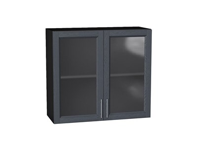 Шкаф верхний с 2-мя остекленными дверцами Сканди Graphite, Graphite Softwood, 720, 800 В*Ш*Г 716*800*320, фасад МДФ/Стекло  Graphite Softwood, корпус  Graphite ms2510VVT_41649