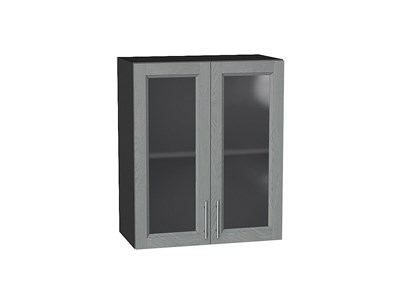 Шкаф верхний с 2-мя остекленными дверцами Сканди Graphite, Grey Softwood, 720, 600 В*Ш*Г 716*600*320, фасад МДФ/Стекло  Grey Softwood, корпус  Graphite ms2510VVT_41640