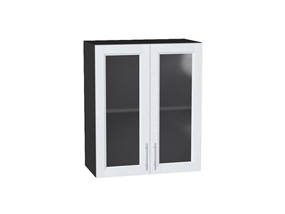Шкаф верхний с 2-мя остекленными дверцами Сканди Graphite, White Softwood, 720, 600 В*Ш*Г 716*600*320, фасад МДФ/Стекло  White Softwood, корпус  Graphite ms2510VVT_56217