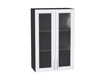 Шкаф верхний с 2-мя остекленными дверцами Сканди Graphite, White Softwood, 920, 600 В*Ш*Г 920*600*320, фасад МДФ/Стекло  White Softwood, корпус  Graphite ms2510VVT_56219