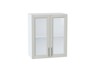 Шкаф верхний с 2-мя остекленными дверцами Сканди Белый, Cappuccino Softwood, 720, 600 В*Ш*Г 716*600*320, фасад МДФ/Стекло  Cappuccino Softwood, корпус  Белый ms2510VVT_41635