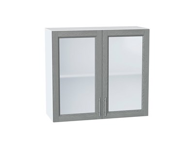 Шкаф верхний с 2-мя остекленными дверцами Сканди Белый, Grey Softwood, 720, 800 В*Ш*Г 716*800*320, фасад МДФ/Стекло  Grey Softwood, корпус  Белый ms2510VVT_41650