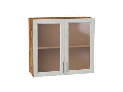 Шкаф верхний с 2-мя остекленными дверцами Сканди Дуб Вотан, Cappuccino Softwood, 720, 800 В*Ш*Г 716*800*320, фасад МДФ/Стекло  Cappuccino Softwood, корпус  Дуб Вотан ms2510VVT_62957