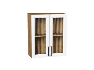 Шкаф верхний с 2-мя остекленными дверцами Сканди Дуб Вотан, White Silkwood, 720, 600 В*Ш*Г 716*600*320, фасад МДФ/Стекло  White Silkwood, корпус  Дуб Вотан ms2510VVT_70220