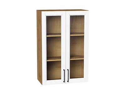 Шкаф верхний с 2-мя остекленными дверцами Сканди Дуб Вотан, White Silkwood, 920, 600 В*Ш*Г 920*600*320, фасад МДФ/Стекло  White Silkwood, корпус  Дуб Вотан ms2510VVT_70222