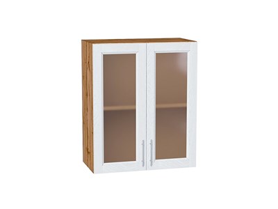 Шкаф верхний с 2-мя остекленными дверцами Сканди Дуб Вотан, White Softwood, 720, 600 В*Ш*Г 716*600*320, фасад МДФ/Стекло  White Softwood, корпус  Дуб Вотан ms2510VVT_62938