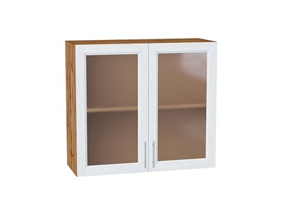 Шкаф верхний с 2-мя остекленными дверцами Сканди Дуб Вотан, White Softwood, 720, 800 В*Ш*Г 716*800*320, фасад МДФ/Стекло  White Softwood, корпус  Дуб Вотан ms2510VVT_62954