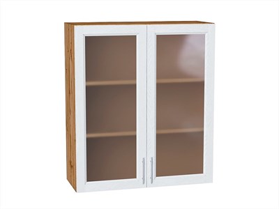 Шкаф верхний с 2-мя остекленными дверцами Сканди Дуб Вотан, White Softwood, 920, 800 В*Ш*Г 920*800*320, фасад МДФ/Стекло  White Softwood, корпус  Дуб Вотан ms2510VVT_62956