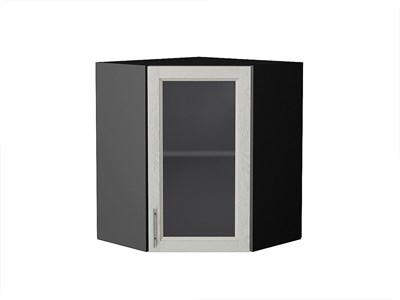 Шкаф верхний угловой остекленный Сканди Graphite, Cappuccino Softwood, 720 В*Ш*Г 716*600*600, фасад МДФ/Стекло  Cappuccino Softwood, корпус  Graphite ms2510VVT_41702