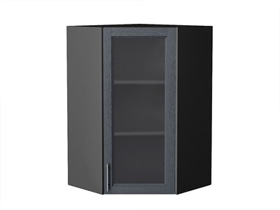 Шкаф верхний угловой остекленный Сканди Graphite, Graphite Softwood, 920 В*Ш*Г 920*600*600, фасад МДФ/Стекло  Graphite Softwood, корпус  Graphite ms2510VVT_41715