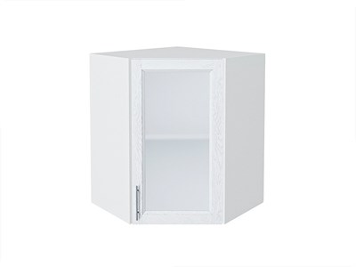 Шкаф верхний угловой остекленный Сканди Белый, White Softwood, 720 В*Ш*Г 716*600*600, фасад МДФ/Стекло  White Softwood, корпус  Белый ms2510VVT_56229