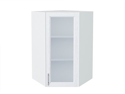 Шкаф верхний угловой остекленный Сканди Белый, White Softwood, 920 В*Ш*Г 920*600*600, фасад МДФ/Стекло  White Softwood, корпус  Белый ms2510VVT_56230