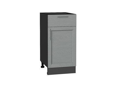 Шкаф нижний с 1-ой дверцей и ящиком Сканди Graphite, Grey Softwood, 400 В*Ш*Г 816*400*480, фасад МДФ  Grey Softwood, корпус  Graphite ms2510VVT_41872