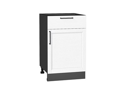 Шкаф нижний с 1-ой дверцей и ящиком Сканди Graphite, White Silkwood, 500 В*Ш*Г 816*500*480, фасад МДФ  White Silkwood, корпус  Graphite ms2510VVT_70284