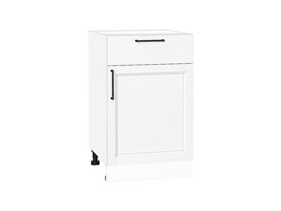 Шкаф нижний с 1-ой дверцей и ящиком Сканди Белый, White Silkwood, 500 В*Ш*Г 816*500*480, фасад МДФ  White Silkwood, корпус  Белый ms2510VVT_70278