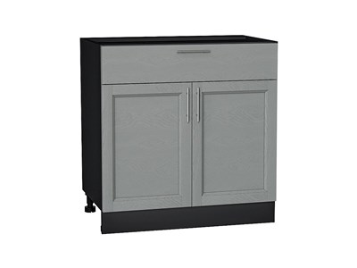 Шкаф нижний с 2-мя дверцами и ящиком Сканди Graphite, Grey Softwood, 800 В*Ш*Г 816*800*480, фасад МДФ  Grey Softwood, корпус  Graphite ms2510VVT_56622
