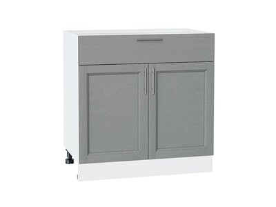Шкаф нижний с 2-мя дверцами и ящиком Сканди Белый, Grey Softwood, 800 В*Ш*Г 816*800*480, фасад МДФ  Grey Softwood, корпус  Белый ms2510VVT_56621